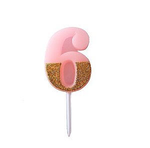 Mini Vela Glitter - Rosa