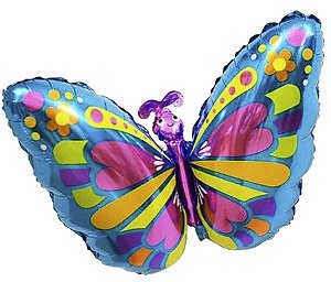 Balão de Foil -  Borboleta Multicolorida - 19x30cm - 1 und