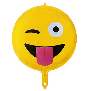 Balão de Foil - Emoji - Carinha com Língua pra fora piscando o Olho - 1 und