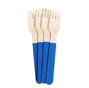 Garfo de Madeira Azul Turquesa - 14cm - 10 unds