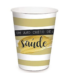 Copo de Papel de Ano Novo - Um Ano Cheio de Saúde - 8 unds