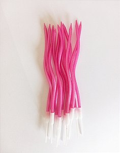 Vela Palito Espiral - Rosa Pink Cintilante - 30 Unds