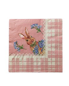 Guardanapo de Papel Quadrado - Coelhinho - Xadrez Rosa - 10 unds