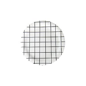 Prato de Papel Grid - Preto e Branco - 8 unds