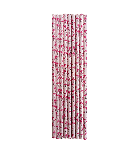 Canudos de Papel Flamingo - Fundo Branco - 20 Unds