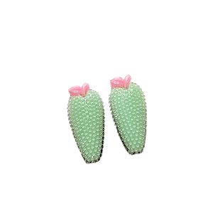 Presilha Bico de Pato - Mini Cacto Brilhoso - 1 Par