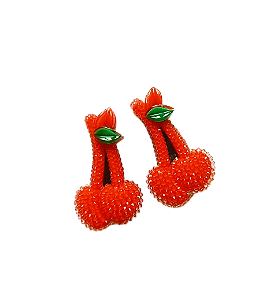 Presilha Bico de Pato - Mini Cerejas Brilhosas - 1 par