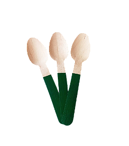 Colher de Madeira na cor Verde Musgo - 10 unds