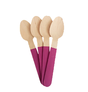 Colher de Madeira Rosa Magenta -10 unds