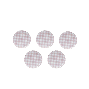 Mini Prato de Papel Xadrez Rosa Candy - 5 Unidades | Prato Decorativo para Festa Infantil, Mesa Posta e Aniversário com Estampa Rústica