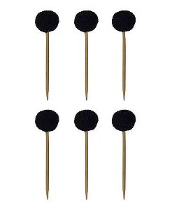 Topos para Doces/Cupcakes/Salgados - PomPom Preto - 6 Unds