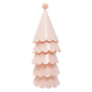 Chapéu de Aniversário Infantil Rosa Blush com PomPom – Kit 5 Unidades