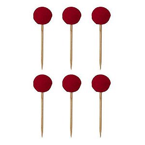 Topos para Doces/Cupcakes/Salgados - PomPom Vermelho - 6 Unds