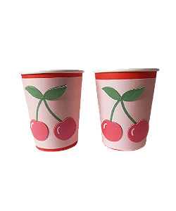 Copo de Papel Cerejas 240ml - 5 Unds