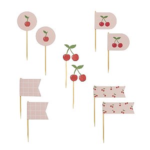Toppers de Doces - Cerejas (Pessego + Vermelho) - 10 Unds