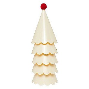Chapéu de Aniversário Infantil com Pompom – Estampa Baunilha e Vermelho | Kit 5 Unidades