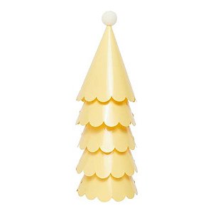 Chapéu de Aniversário Infantil Amarelo Manteiga com PomPom – Kit 5 Unidades