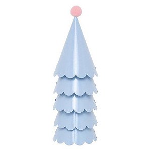Chapéu de Aniversário Infantil Azul Céu e Rosa com PomPom – Kit 5 Unidades