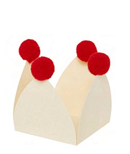 Forminhas para Doces de Festa com PomPom – Baunilha e Vermelho | Kit 10 Unidades