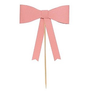 Topo de Bolo Laço Rosa Flamingo para Festa e Aniversário - Und