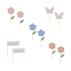 Toppers para Doces Floral Liberty – 10 Unidades | Enfeite para Cupcakes, Lanches e Sobremesas