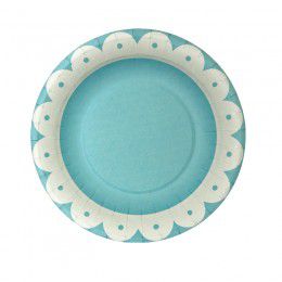 Prato de Papel Onda Azul 20cm - 8 unds