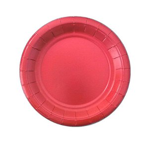 Prato de Papel Liso Vermelho 19cm - 8 unds