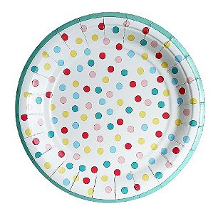 Prato de Papel Confete - 19cm - 8 unds
