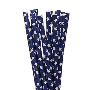 Canudo de Papel Estrela Azul Marinho - 20 unds