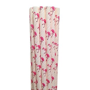 Canudos de Papel Flamingo - Fundo Rosa - 20 Unds
