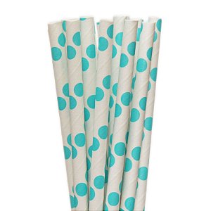 Canudo de Papel Poá Azul Claro - 20 Unds