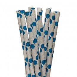 Canudo de Papel Poá Azul Royal - 20 Unds
