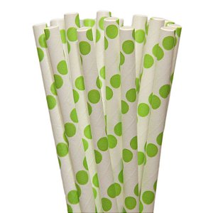 Canudo de Papel Poá Verde Limão - 20 Unds