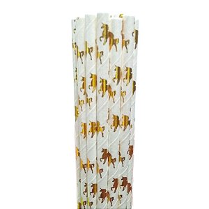 Canudo de Papel Unicórnio Dourado - 20 Unds