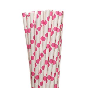 Canudo de Papel Poá Rosa Pink - 20 Unds