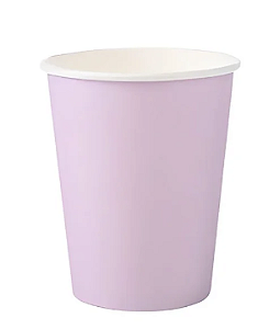 Copo Descartável de Papel Lilás Candy 270ml – Festa Infantil e Adulto | 8 Unidades