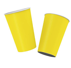Copo Descartável de Papel Amarelo Colors 180ml – Festa Infantil e Adulto | 8 Unidades