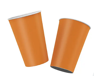Copo Descartável de Papel Laranja Colors 180ml – Festa Infantil e Adulto | 8 Unidades