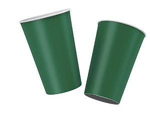 Copo Descartável de Papel Verde Escuro Colors 180ml – Festa Infantil e Adulto | 8 Unidades