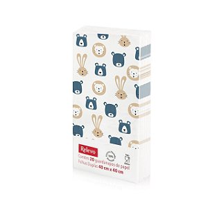 Guardanapo de papel Bichos Azul e Bege - 20 unds
