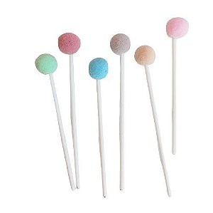 Topo Mini Pompom Colorido - 6 unds