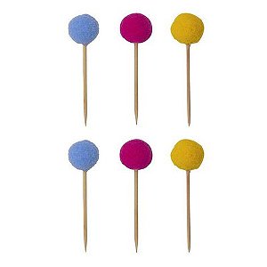 Topos para Doces/Cupcakes/Salgados - PomPom Happy - 6 unds