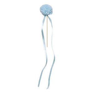 Topo para Bolo - PomPom Fitilhos Azul Sereno - Und