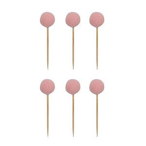 Topos para Doces/Cupcakes/Salgados - PomPom Rosa Boneca - 6 unds