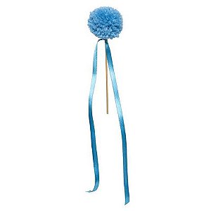 Topo para Bolo - PomPom Fitilhos Azul Mar - Und