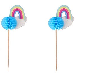 Topo de Papel em 3D - Arco-Iris - 10 Unds
