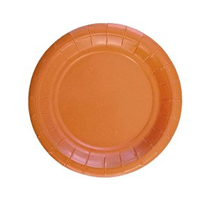 Prato de Papel Liso Laranja 19cm - 8 unds