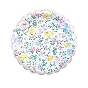 Prato de Papel Flores do Jardim 19cm - 8 unds