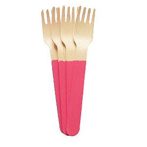 Garfo de Madeira Rosa Pink 14cm - 10 unds