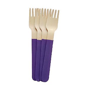 Garfo de Madeira Violeta 14cm - 10 unds